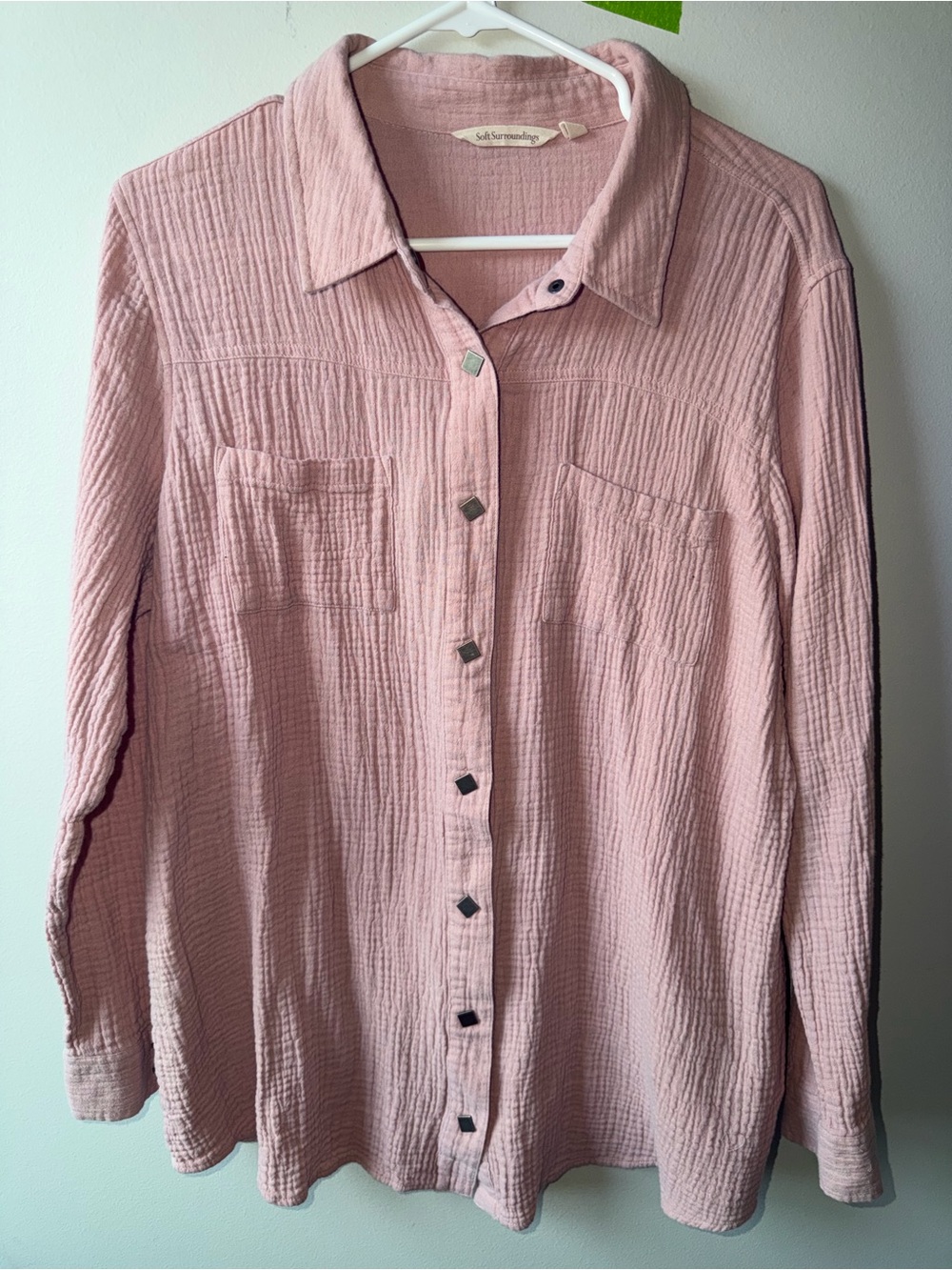 Madewell Dusty Pink Crinkle Button-Down Shirt